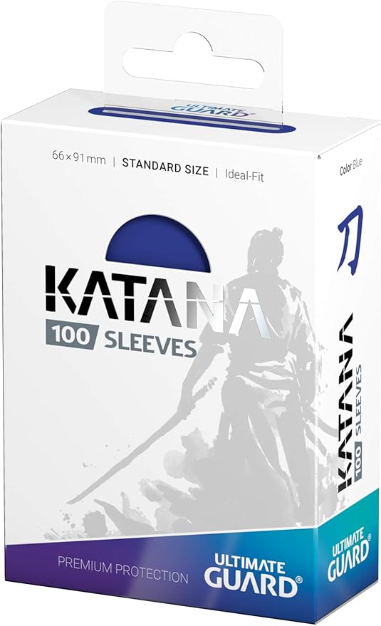 Ultimate Guard Katana Card Sleeves: 100 Standard Size TCG Sleeves, 66 x 91mm, Blue Back, Tournament Quality, No PVC & Acid-Free, High Clarity