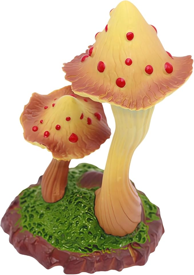 Gemini&Genius Mushroom Figurine, Plant Action Figure Toys for Kids, Hand-Painted Mushroom Figure Plants as Home/Office/Garden Decor