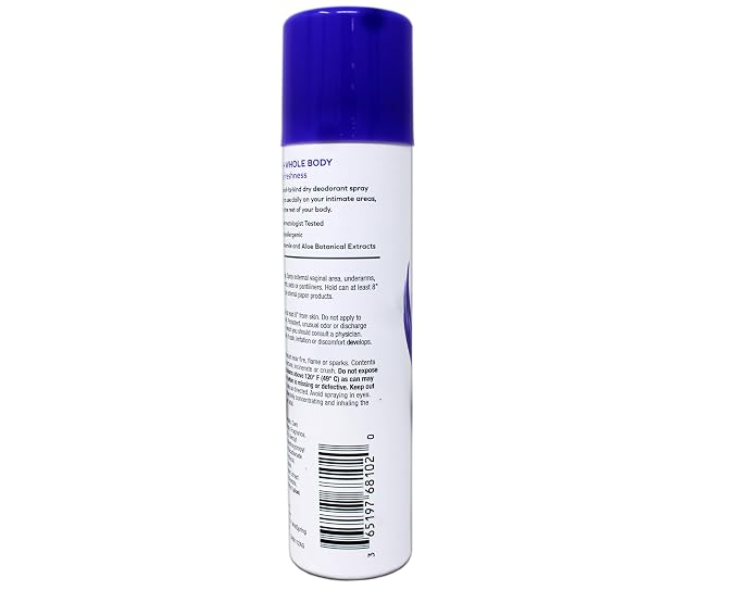 FDS Intimate + Whole Body Dry Deodorant Spray, Baby Powder, 2 OZ - 12 Pack