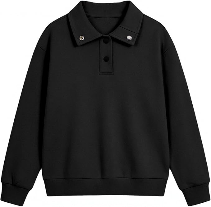 Girls Long Sleeve Collared Shirt Button Down Mock Neck Sweatshirt Athletic Cycling Clothing for Kids 5-14Years