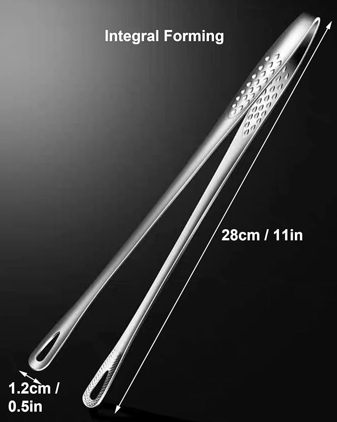 2 Pcs 11 Inches Korean BBQ Tongs Stainless Steel Grill Tongs Cooking Tweezers Japanese Barbecue Tong for Kitchen Cooking Salads Pasta Buffet Food Serving