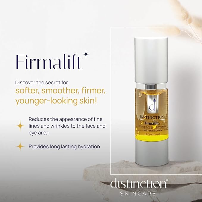 Distinction Firmalift Face & Eye Serum with Collagen & Elastisome – Anti Aging Hydrating Serum – Helps Smooth Fine Lines, Firm & Refresh Skin – Lightweight Daily Formula – 1 Fl Oz (2 Pack)