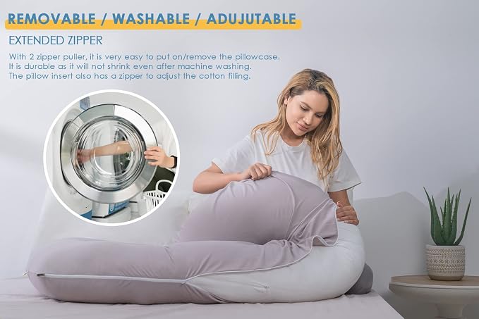INSEN Pregnancy Pillows for Sleeping, Maternity Pillow with Cooling Cotton Cover, C Shaped for Pregnant Side Sleeping,Green