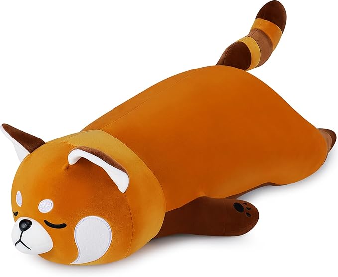 Auspicious beginning 30'' Giant Red Panda Plush Stuffed Animal - Large Sleeping Plush Toy Pillow, Cute Hugging Plushie, Room Decor, Christmas Birthday Gifts for Kids Girls Boys
