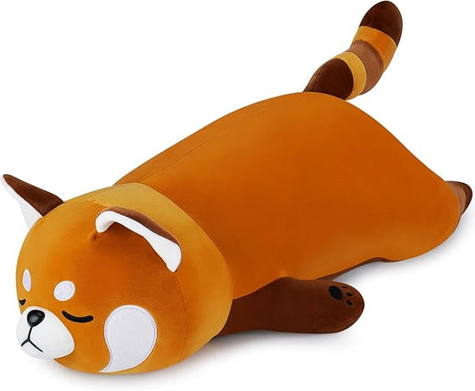 Auspicious beginning 30'' Giant Red Panda Plush Stuffed Animal - Large Sleeping Plush Toy Pillow, Cute Hugging Plushie, Room Decor, Christmas Birthday Gifts for Kids Girls Boys