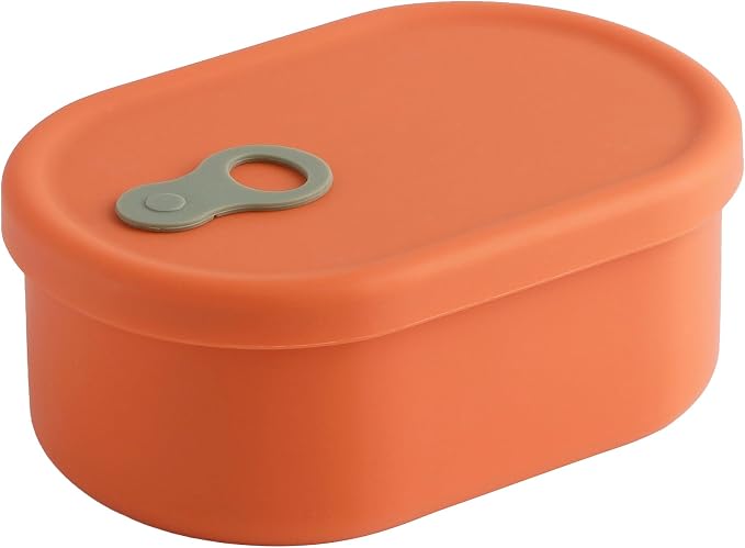 Silicone Food Container, Steam Vent, Mandarin Orange, 22 fl oz | Korean-Made, Microwave & Freezer Safe, Leakproof, Airtight, Dishwasher Safe, BPA Free