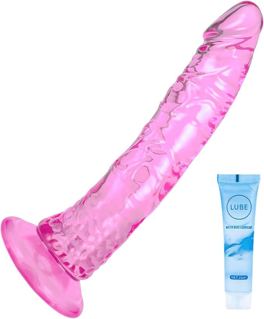 7 inch Dildo, Cute Small Anal Dildo, Realistic Slim Penis, with Strong Suction Cup, G Spot and Anal Stimulation, Suitable for Beginner Women Men Couples Play(Pink)