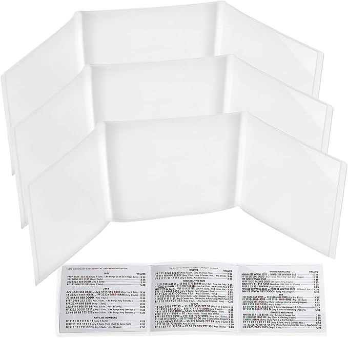 2025 Mahjong Card Sleeve, 3PCS Mahjong Card Protector Cover Clear Plastic Sleeves for Mah Jongg Scorecard Durable Mah Jong Gifts Suit for Large Print Size 6 1/8" x4 3/4"(90% Transparent)