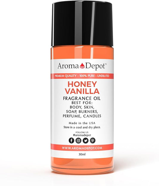 Honey Vanilla Perfume/Body Fragrance Oil, Pure Uncut. Great for Lotions, Butter, Soapmaking, or Incense Dipping. Add a Few Drops to Your Aromatherapy Diffuser. (30ml.)