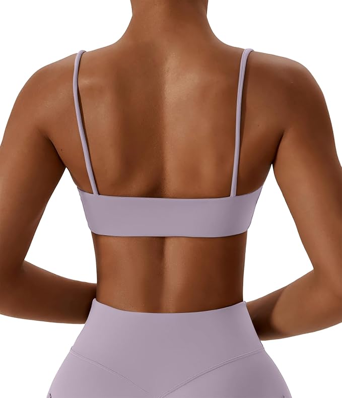 Comper Women's Sports Bras Wirefree Racerback Workout Bras Sexy Thin Straps Yoga Sport Bras with Removable Pads