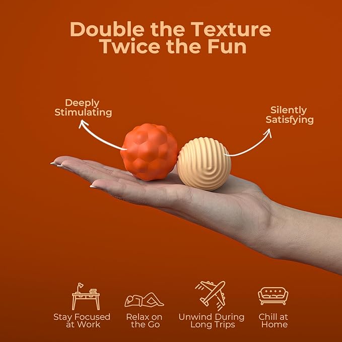 Large Magnetic Fidget Ball Toys for Adults, 2Pcs Soft Silicone Fidget Magnets, Silent Fidget Toys for Adults Ages, Textured Magnetic Balls & Stress Relief Desk Office Toys (Orange, Extra Large)