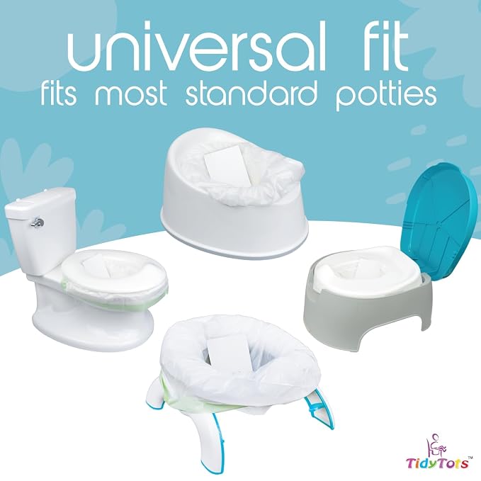TidyTots Disposable Liners and Pads Compatible with OXO 2-in-1 Go Potty Chair for Potty Training Toddlers | Combo Travel Pack of 16 Potty Liners and 16 Absorbent Pads | Keeps Potty Seat Clean