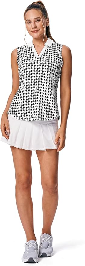 BGOWATU Women's Sleeveless Golf Polo Shirts Collared V Neck Tennis Tank Tops UPF 50+ Quick Dry Lightweight