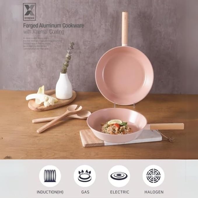 Neoflam 11" Non Stick Frying Pan with Wood Handle – Ceramic Coated Saute Skillet for Healthy Cooking, PFOA Free, Lightweight, Even Heat Distribution, Induction & All Stovetops, Made in Korea