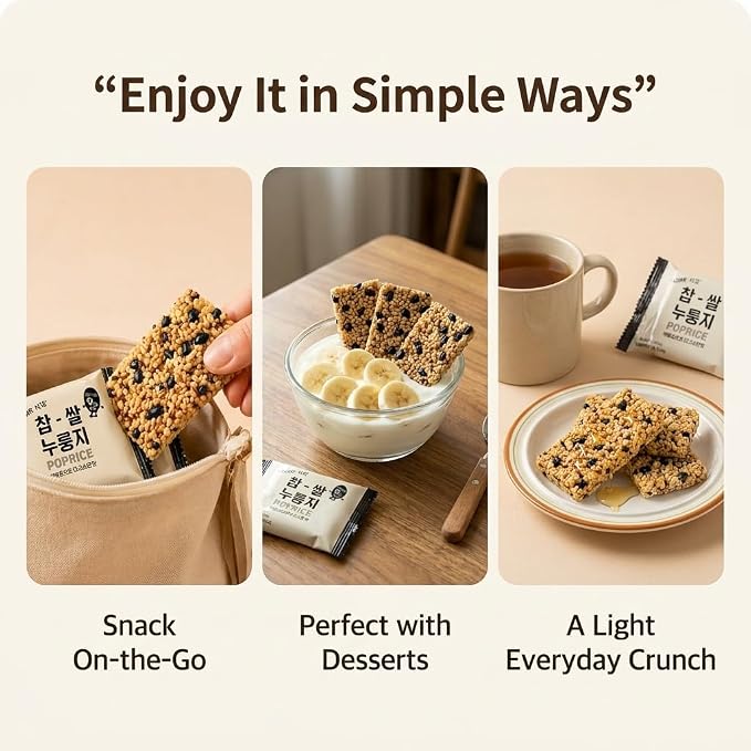 Korean Crunchy Baked Seaweed Rice Crackers (Black Bean Pop Rice 10.6oz) | Crunchy baked korean crackers & pop rice; alternative to japanese rice crackers; traditional crispy nurungji snack packs