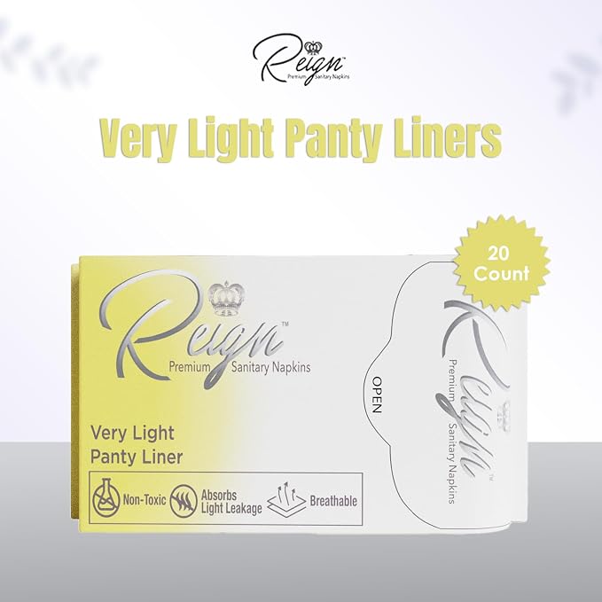 Reign Very Light Panty Liners, Menstrual Sanitary Napkins for Women, Feminine Panty Liners with Wings, Feminine Pad (20 Count)