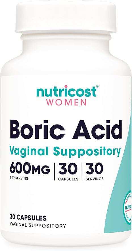 Nutricost Boric Acid 600mg, 30 Capsules, GMO-Free | Vaginal Suppository For Women