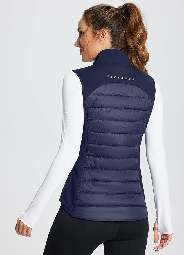 baleaf Womens Lightweight Warm Puffer Vest Winter Running Sleeveless Jacket | Zip Pockets & Soft Curve Design, Windproof, Water-Resistant and Noiseless Fabric, Suitable for Running, Hiking in 20°F-60°F