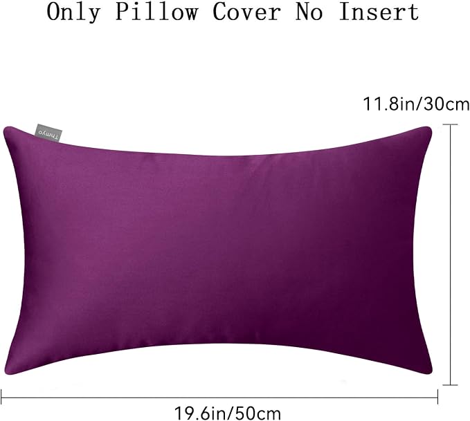 Thmyo 4-Pack 100% Cotton Lumbar Comfortable Solid Decorative Throw Pillow Case Rectangle Cushion Cover Pillowcase DIY Throw Pillowcase(12x20inch/30x50cm,Dark Reddish Purple)