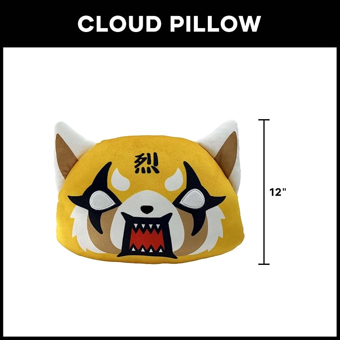 Northwest Aggretsuko Rage Face Cloud Pillow 12" – Plush Cartoon Stuffed Toy for Kids & Adults, Cute Character Throw Pillow