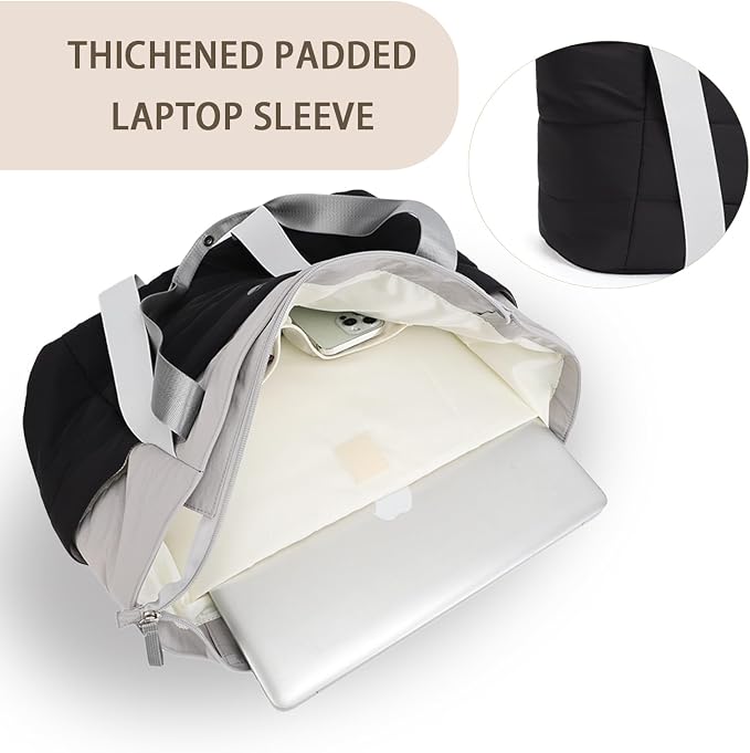 Tote Bag for Women,Lightweight Durable Puffy Yoga Mat Bag with Compartments,Shoulder Handbag for Work, Travel, Gym