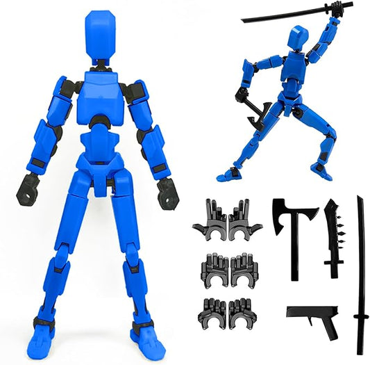 Titan 13 Action Figure,2024 New Lucky Robot 13 Action Figures,3D Printed Action Figures for Boys,Dummy Robot 13 Action Toy,Movable Joints Action Figure(Blue-1pc)