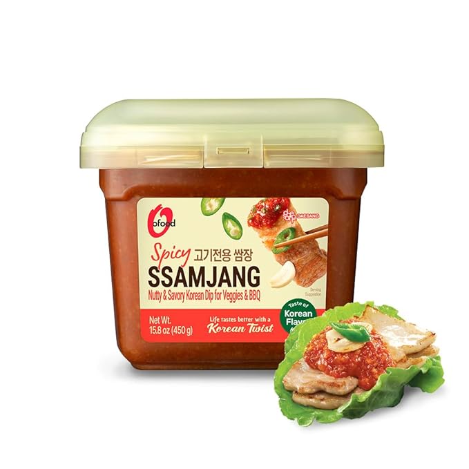 Ssamjang Korean Soybean Paste Sauce [Spicy | 1.0 lb (500g)] for BBQ, Lettuce Wraps, Rice, Vegetables, and Meat | Korean Flavor, Bold & Savory - O’food
