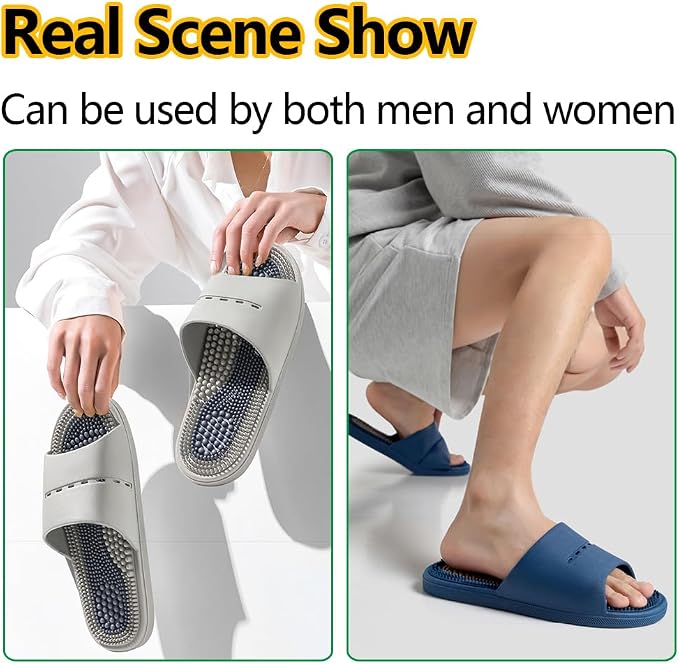 Acupressure Massage Slippers Acupressure Foot Massager Shoes Reflexology Sandals Gift for Men Women Reduce Feet Neuropathy Pain Relief and Tension (Green,US Women 8-9/ Men 6.5-7.5)