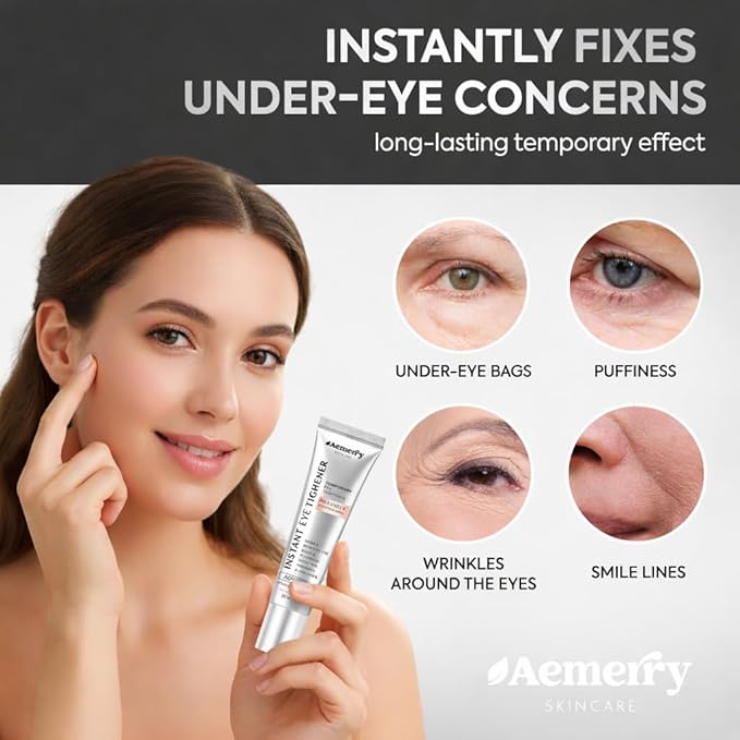 Instant Firm Temporary Eye Tightener: Perfection Tightening & Lifting Cream With Brush For Eye Bags, Wrinkles, Puffiness, Fine Lines – Lightweight, Easy Wear Formula, Gentle For All Skin Types. 1 Oz