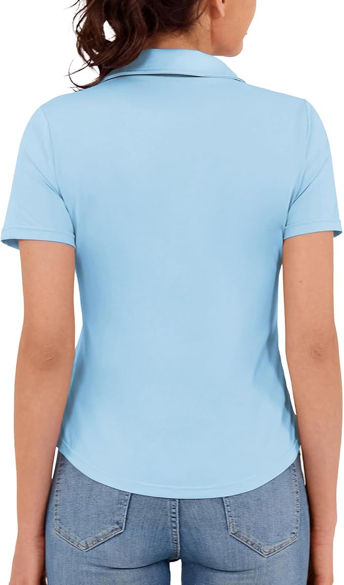 JACK SMITH Women's Golf Polo Shirt V Neck Short Sleeve Tennis Shirt Sun Protection Moisture Wicking Athletic Tops