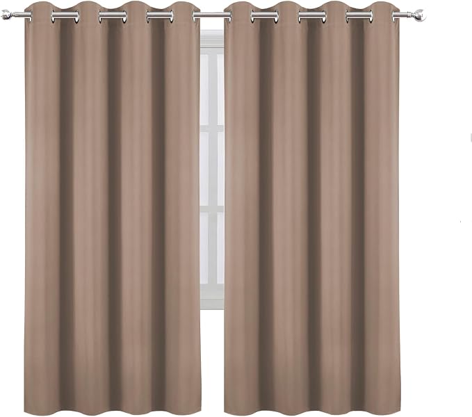 LEMOMO Blackout Curtains 66 x 72 Inch Long Cappuccino Curtains Set of 2 Panels Room Darkening Curtains for Bedroom and Living Room