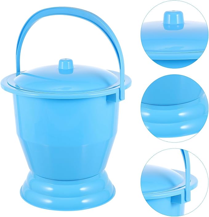 GLEAVI Portable Chamber Pot Urinal with Lid Lightweight Plastic Urine Bottle for Adults Kids Pregnant Women Bedside Pee Pot 9.64X9.64X8.85In