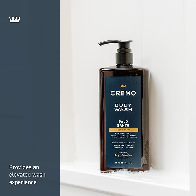 Cremo Rich-Lathering Palo Santo Body Wash for Men, 32 Fl Oz