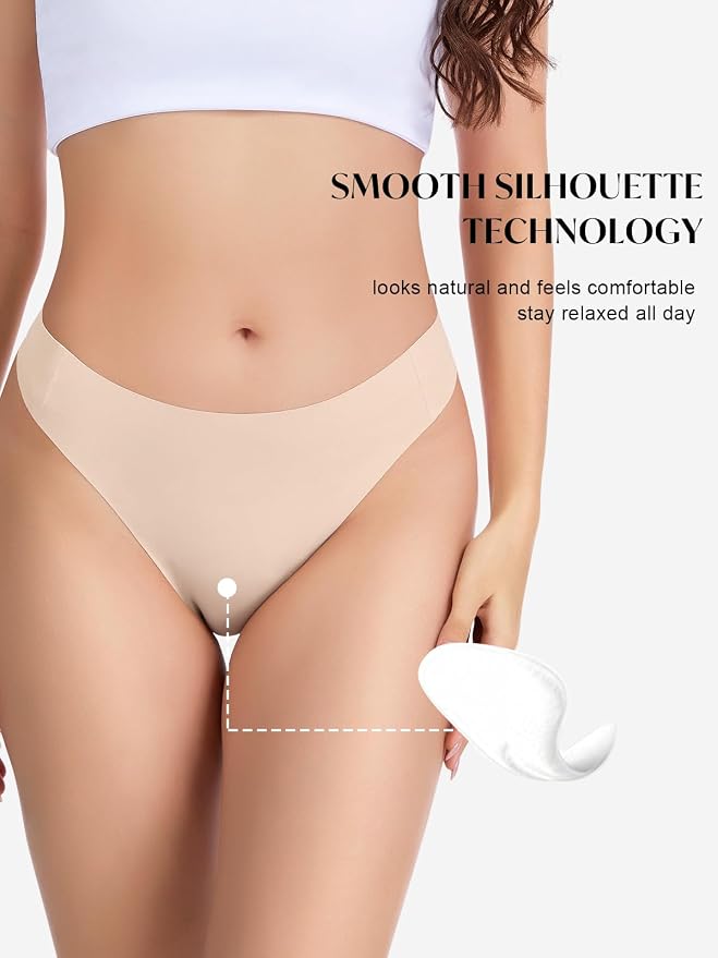 Seamless Camel Toe Thongs for Women Invisible Cameltoe Thong Panty Liners No Show Workout G-Strings Underwear