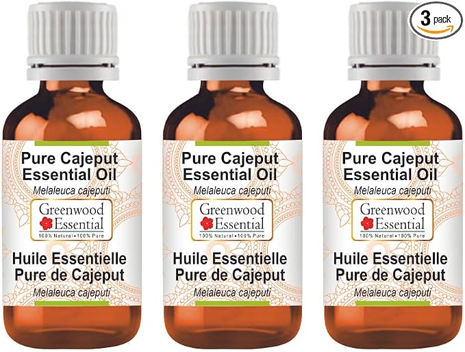 Greenwood Essential Pure Cajeput Essential Oil (Melaleuca cajeputi) Steam Distilled (Pack of Three) 100ml X 3 (10.1oz)