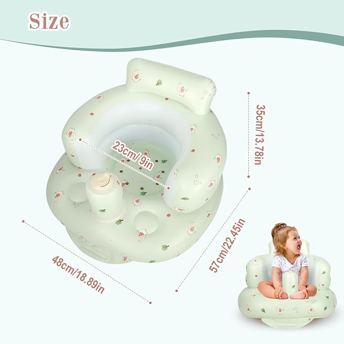 AirSwim Inflatable Baby Seat, Inflatable Baby Chair for Babies 3 Months and Up, Summer Blow Up Chair with Built in Air Pump, Infant Floor Seats for Learning to Sit, Palying, Camping, Elephant