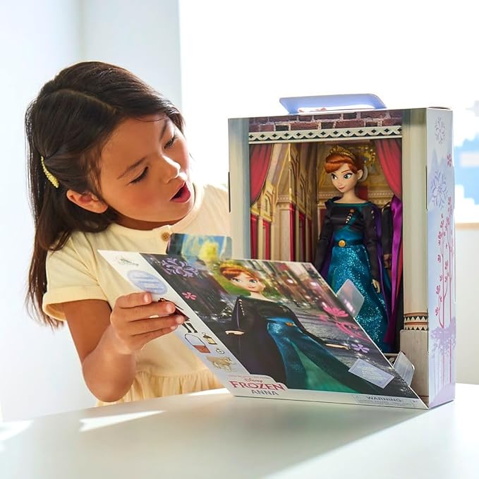 Disney Store Girl's Princess Story Doll (Anna from Frozen) 11 Inches, Includes Coloring Book and Additional Dress, Princess Doll in Classic Outfit, Princess Toys