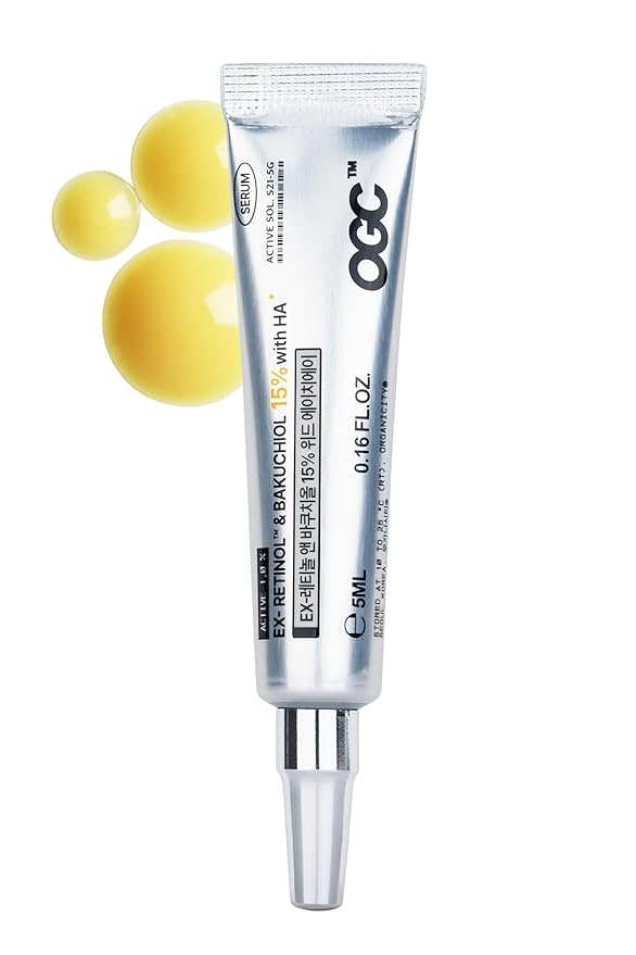 EX-Retinol & Bakuchiol 15% Facial Serum 0.16 Fl Oz | with Retinoid 1%, NAD+, EGF Peptides, Vitamin, Dexpanthenol | Korean Skin Care | for Firming and Lifting | Fragrance-Free Clean Formula