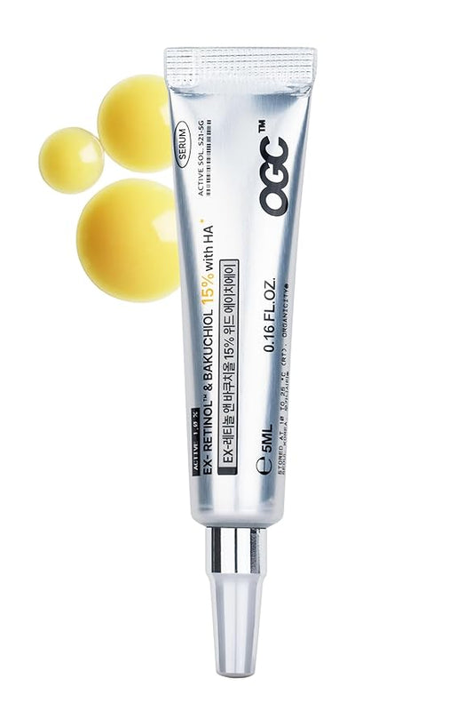 EX-Retinol & Bakuchiol 15% Facial Serum 0.16 Fl Oz | with Retinoid 1%, NAD+, EGF Peptides, Vitamin, Dexpanthenol | Korean Skin Care | for Firming and Lifting | Fragrance-Free Clean Formula