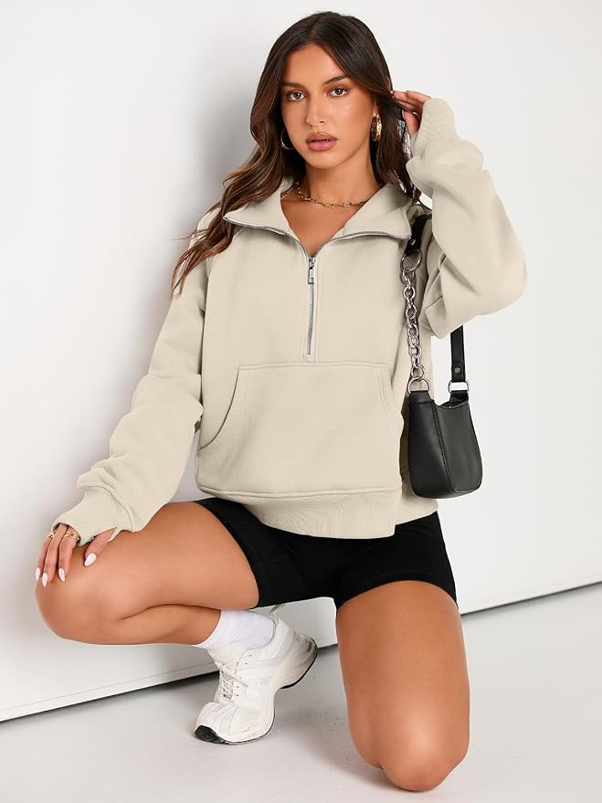 AUTOMET Womens Sweatshirts Half Zip Fleece Pullover Fall Outfits | Fall Fashion Clothes 2026,Cropped Sweatshirts,Cute Y2k Tops,Quarter Zipper Sweater,Winter Loungwear Outfits