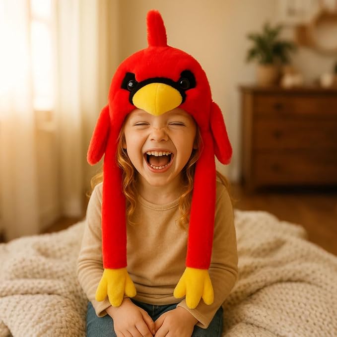 Animal Hat with Ears Moving Jumping Pop Up Beating Hat Plush Holiday Cosplay Dress Up Funny Gift for Kids