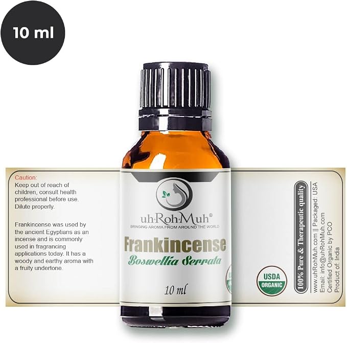 Organic Frankincense Serrata Essential Oil - Steam Distilled Boswellia Serrata Oil, Warm Woody Aroma, Base Note Essential Oil for Aromatherapy, Skincare and DIY Cosmetic Blends - 10 ml