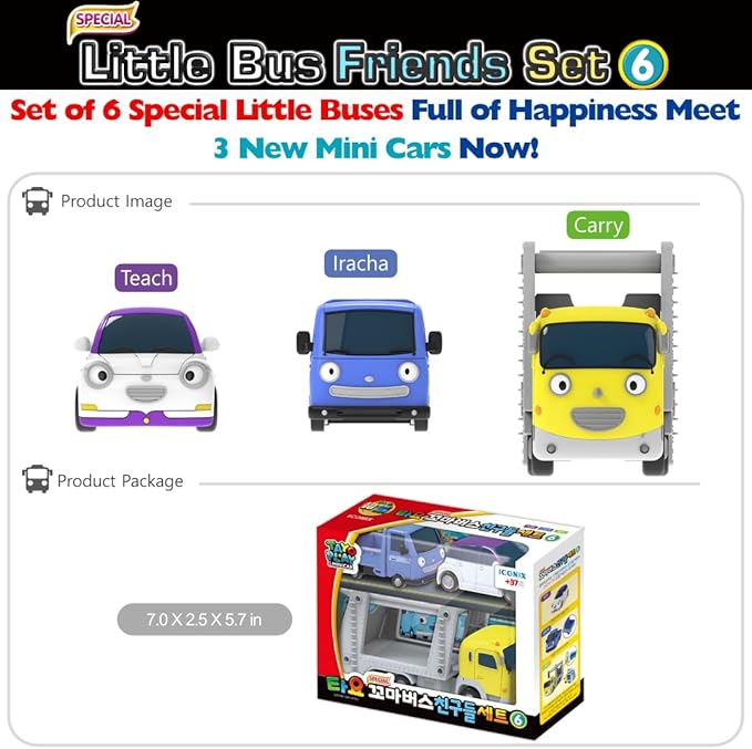 Tayo The Little Bus Special Friends Set 6 - Christmas and Birthday Gifts for Kids, Compatible with Large Playsets! Includes Popular Tayo Friends from The Animation