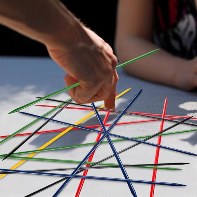 Jumbo Pick Up Sticks Classic Wooden Game, Outdoor or Indoor Fun Strategy and Coordination Game for Adults and Kids by Hey! Play! Multicolor, 32 X 3 X 5"