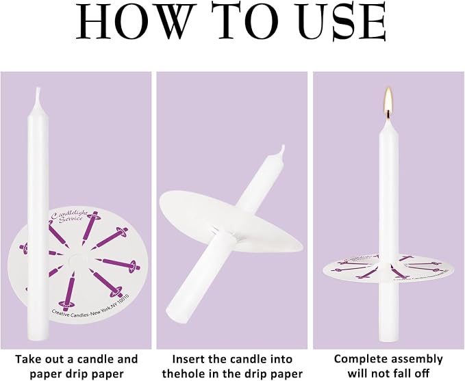 YOROXRG 100 pcs Church Candles with Drip Protectors for Devotional Candlelight Vigil Service, Unscented White 5" H X 1/2" D, No Smoke, Shabbat, Praye