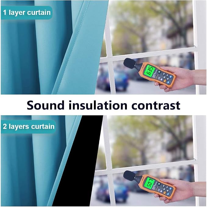 NICETOWN 100% Blackout Curtains with Black Liners, Thermal Insulated Full Blackout 2-Layer Lined Drapes, Energy Efficiency Window Draperies for Bedroom (Teal Blue, 2 Panels, 42-inch W by 63-inch L)