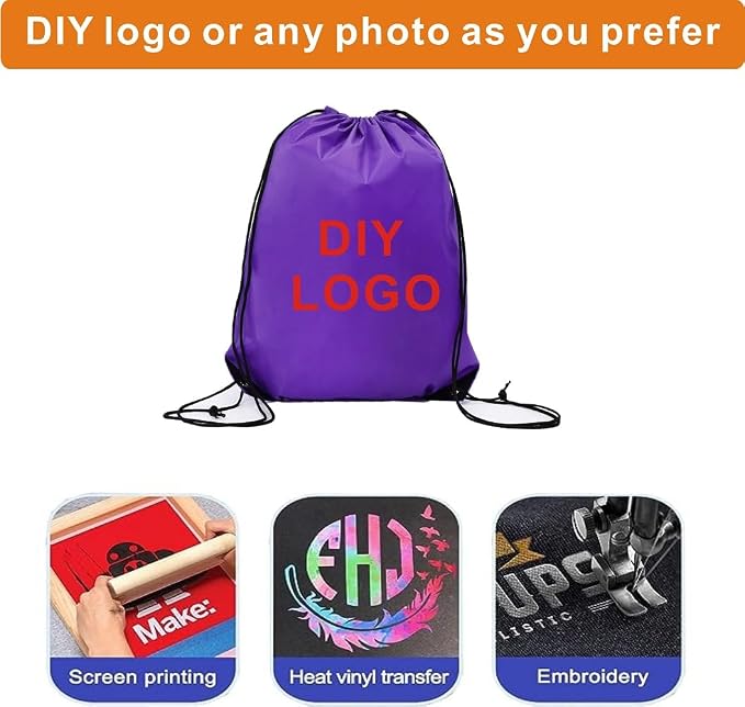 Drawstring Backpack Bulk 40Pcs Draw String Backpack Bags DIY Gym Sports Traveling Yoga Cinch Bag Sackpack Drawstring (purple)