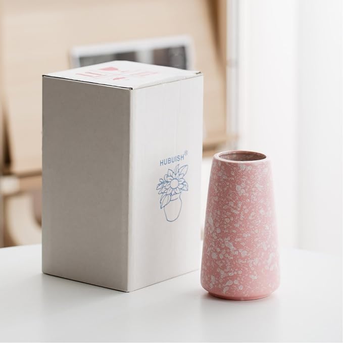 Simple Boho Ceramic Flower Vase for Home Decor (Snowflake Pink,Small) | 6'' Modern Cute Vase for Flower Plant Pampas Grass, Fit for Table Shelf Centerpieces, Living Room Bedroom Wedding Gift