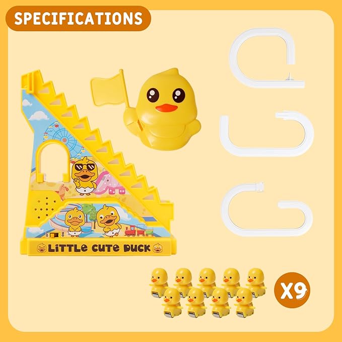 Small Duck Climbing Stair Slide Toy for Toddlers,Electric Duck Roller Coaster Tracks Toys Set with Light and Music,Gift for Kids Ages 3+