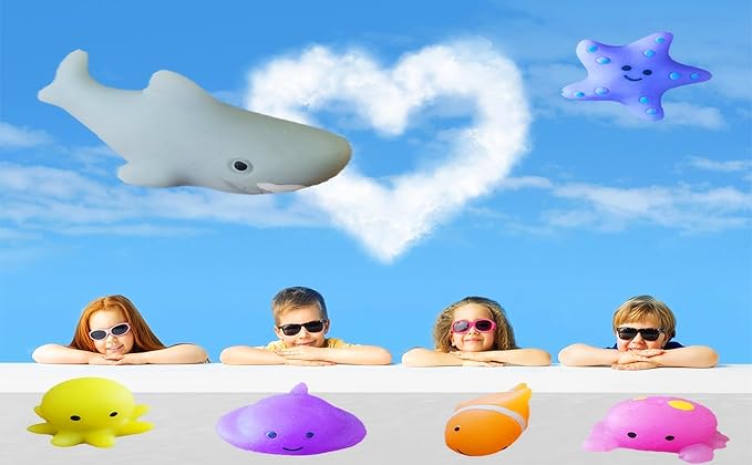 50 Packs Bulk Squeeze Ocean Classroom Students Gifts Rainbow Fidgets Gifts From Teacher, Mini Squishy Animal Holiday Rewards Party Favors for Kids